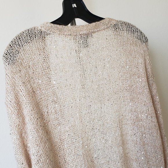 H&M Beige Sparkle Cardigan LIKE NEW! size LARGE - Picture 2 of 7